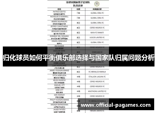 归化球员如何平衡俱乐部选择与国家队归属问题分析